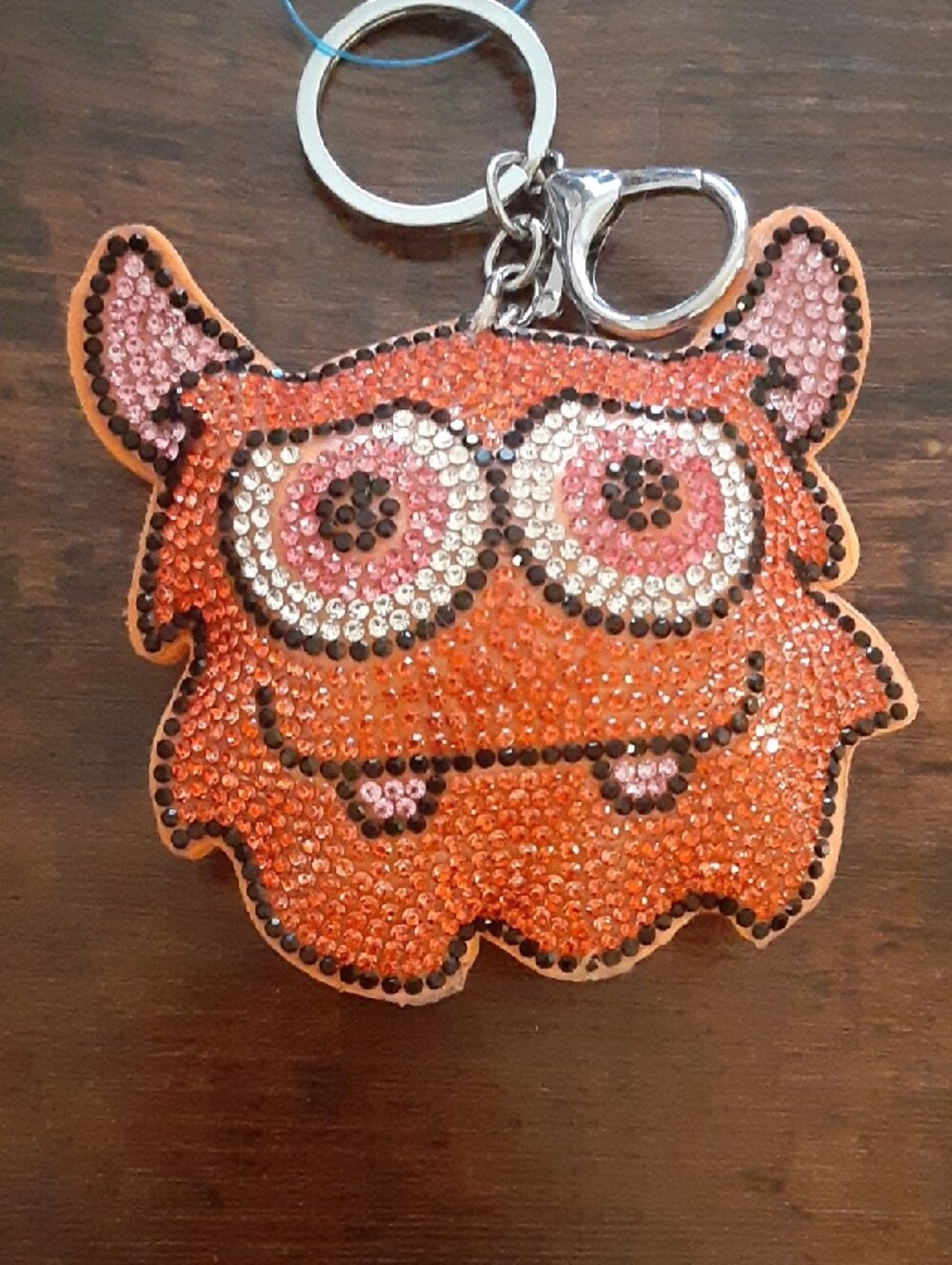 Cute Orange Monster Keychain with bling
